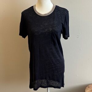 J. Crew Navy Short Sleeve Tee with Silver Trim